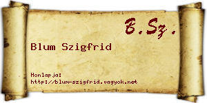 Blum Szigfrid névjegykártya